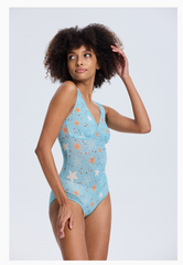 Maillot de bain une pièce bleu bronzé