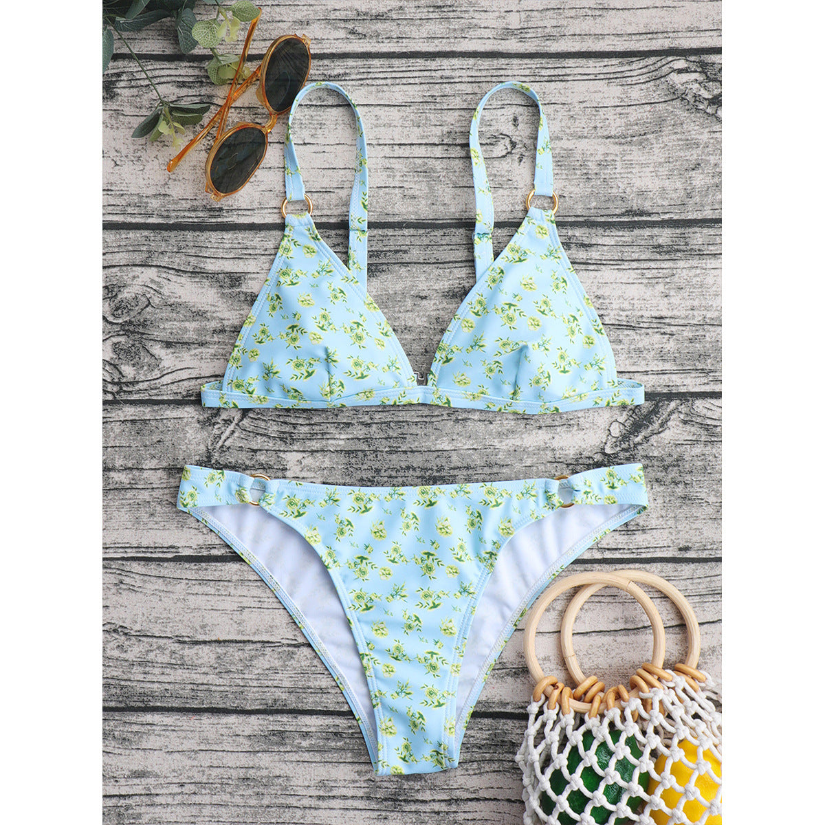 Split Printed Swimwear For Women With Sexy Chest Pads