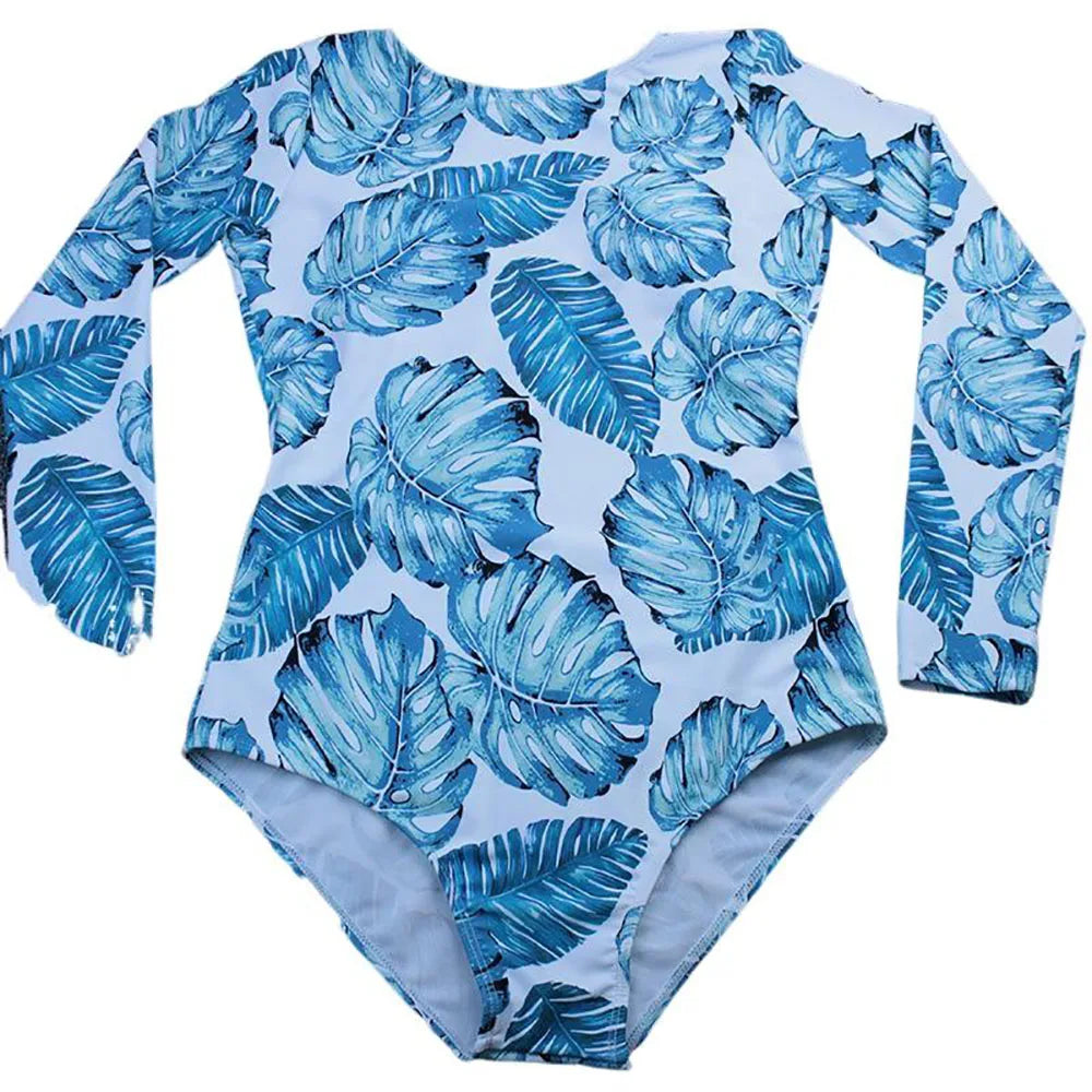 Long Sleeve One-Piece no tan lines Swimsuit for Women Tan Through Swimwear