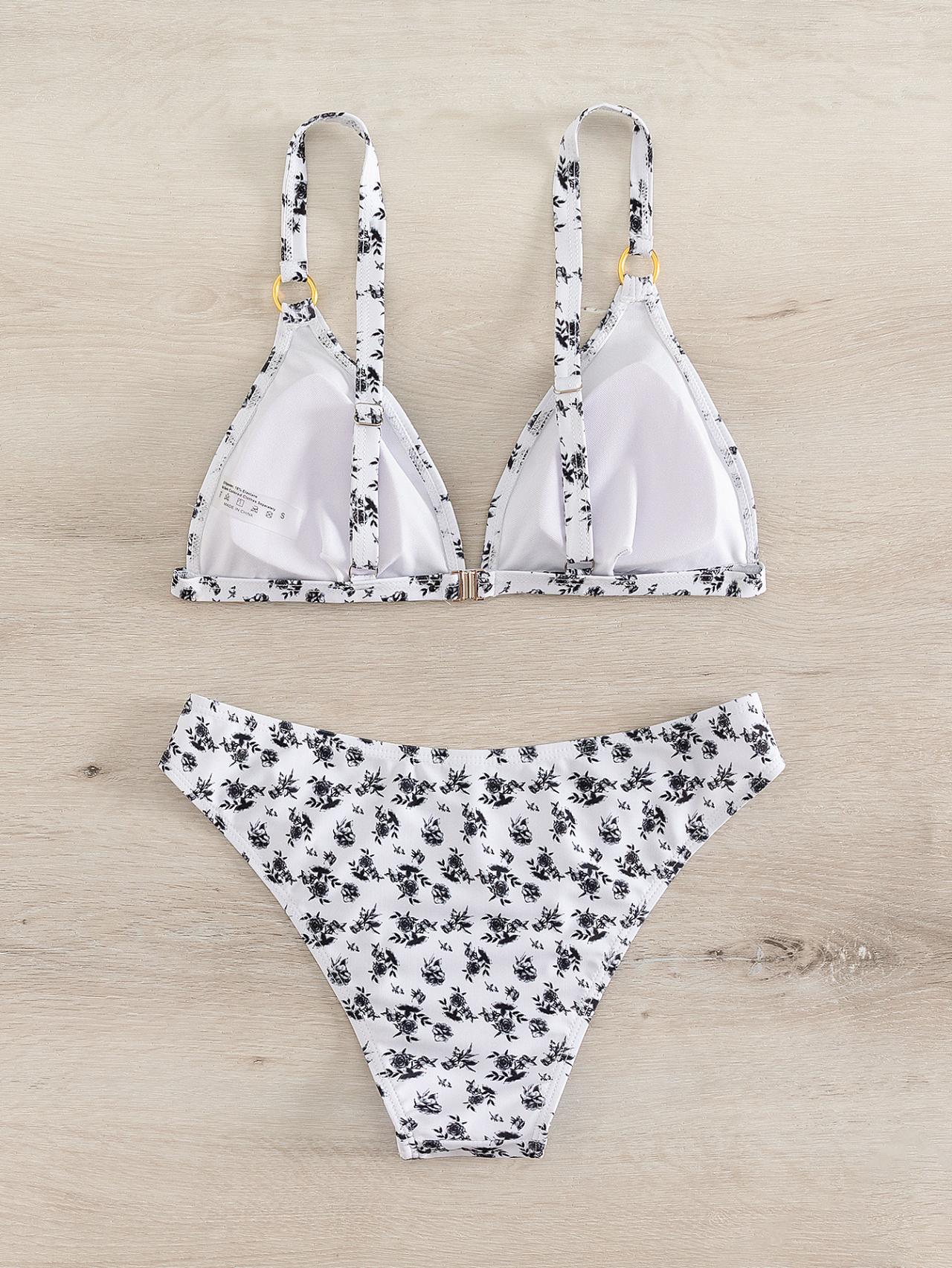 Split Printed Swimwear For Women With Sexy Chest Pads