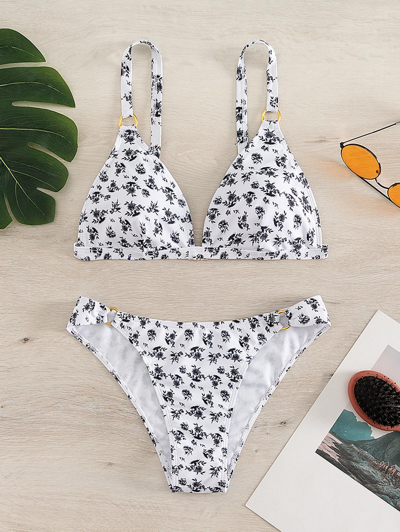 Split Printed Swimwear For Women With Sexy Chest Pads